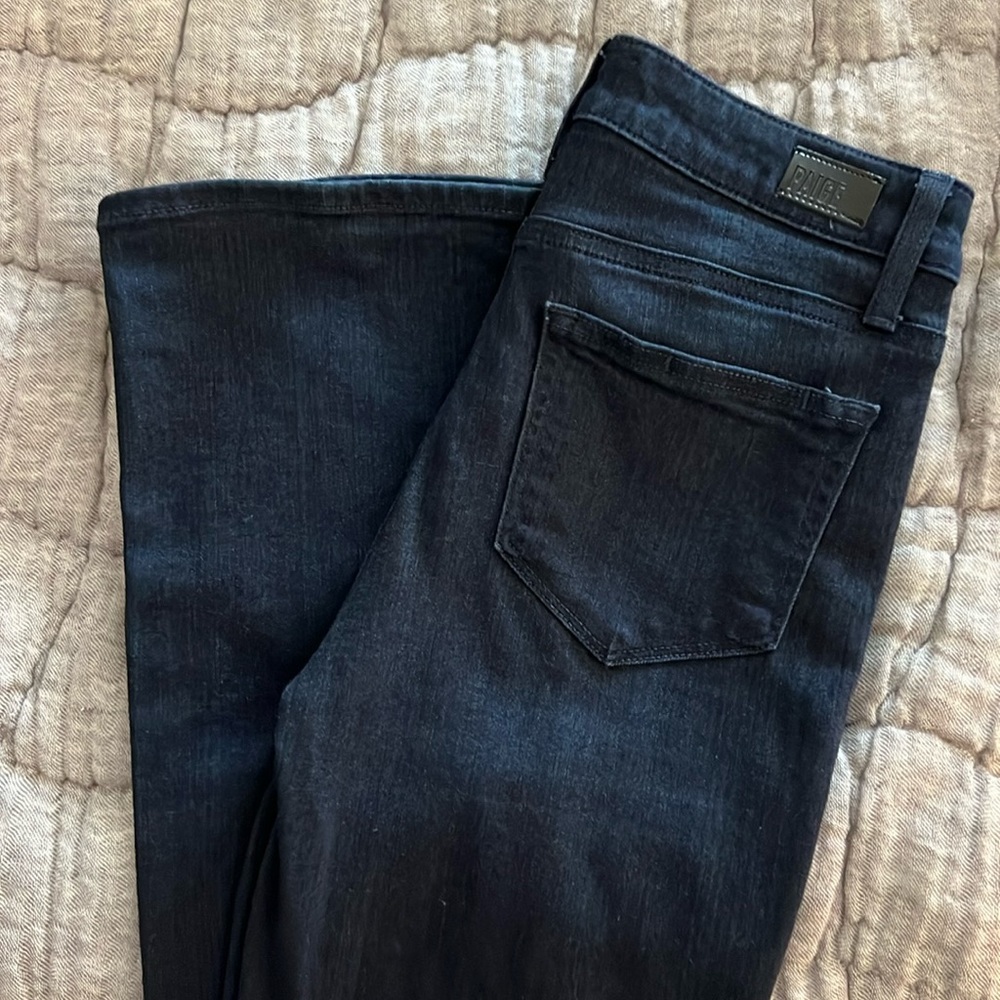 Paige high rise Manhattan boot dark blue denim